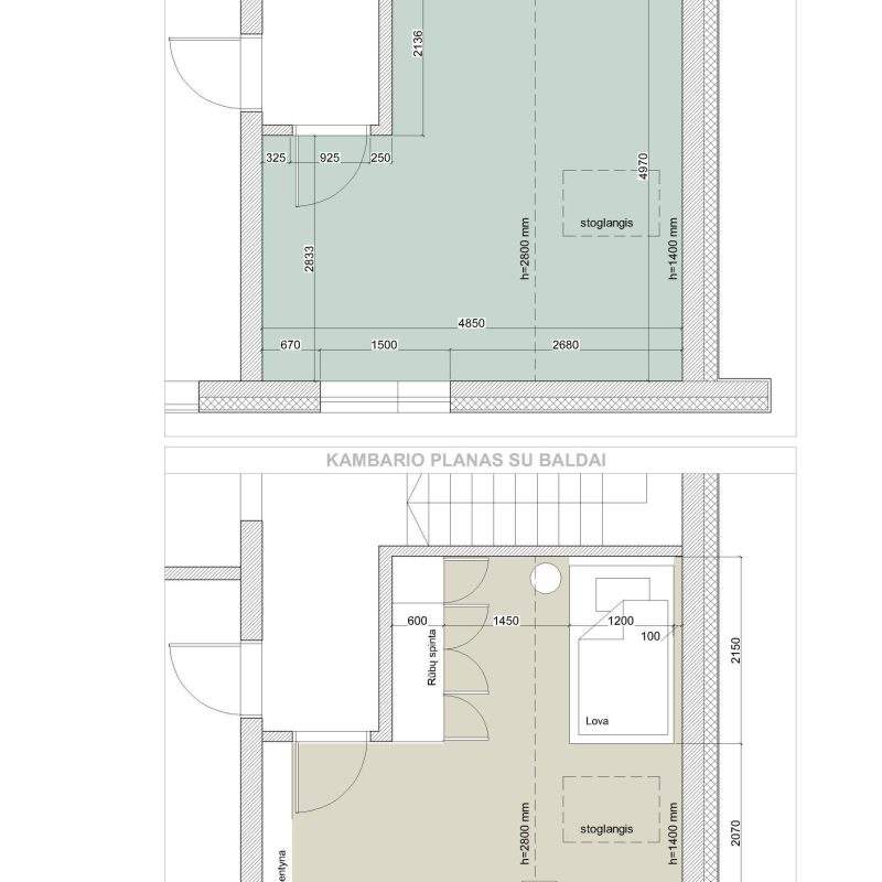 Erdvių funkcinis zonavimas - detalus baldų išdėstymo planas